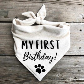 My First Birthday Dog Bandana barkday Black (X-Small)