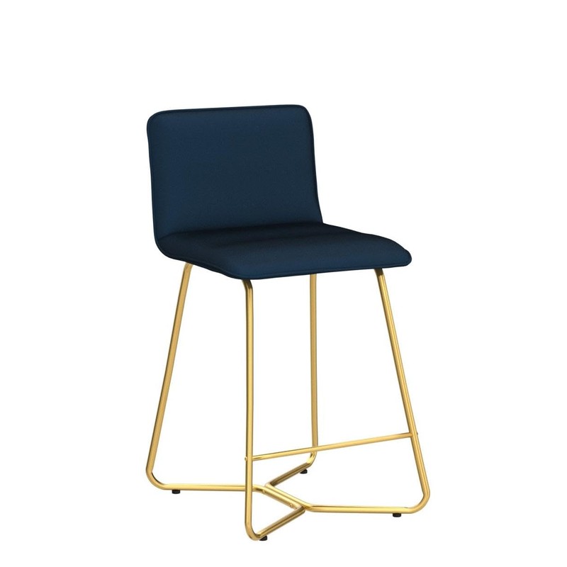 CangLong Upholstered Counter Stool Chair with Polished Gold Metal Frame,