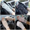 Tidyworm Women's UV Protection Gloves, Fingerless, Anti-slip, Smartphone Compatible, Short