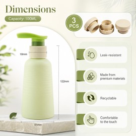 Boccette Da Viaggio 100 Ml, 3 Pezzi Dispenser Da Viaggio Con Erogatore A Pompa E Tappo Flip, Flaconi Da Viaggio Ricaricabili Per Articoli Da Toeletta, Antiperdita Per Shampoo, Bagnoschiuma E Cosmetici
