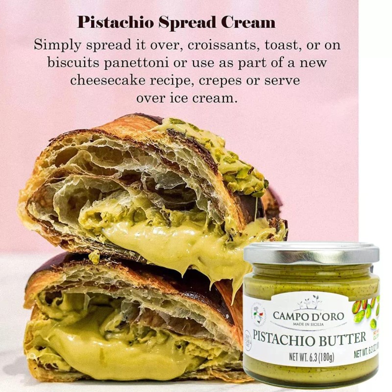 CAMPO D'ORO Green Food Pistachio Cream Sweet Spread 6.35 Ounce