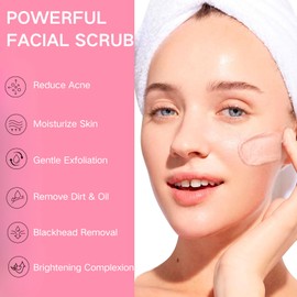 Face Scrub with Retinol and Vitamin E - Exfoliating Face Wash Scrub, Face Exfoliator, Face Scrub for Women, Gentle Facial Scrub Cleanser for Peeling Brightening, Blackheads & Acne, Hydrating Skin