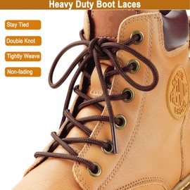 Handshop 2 Pairs Round Boots Shoelaces 3.5 MM Athletic Replacement Shoe Laces 30-63” Shoestrings For Running Sporting Walking Brown 102