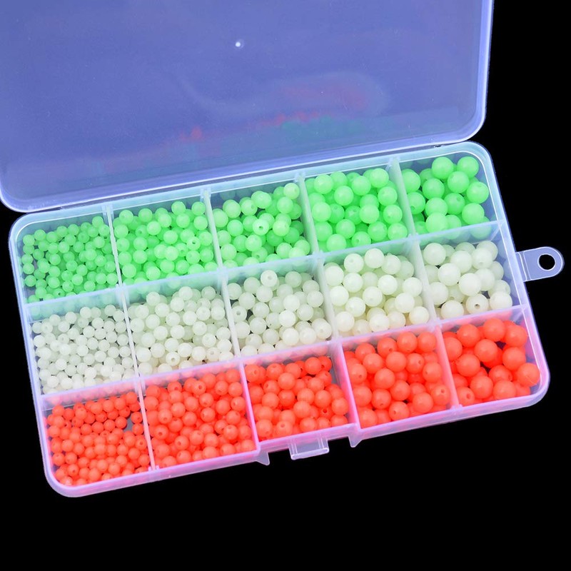 975pcs Assorted Plastic Round Fishing Beads Buffer Beads for Fishing
