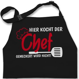Shirtracer - Children's Apron for Boys and Girls - Cooking Apron - Hier kocht der Chef gemeckert wird nicht, 1 black