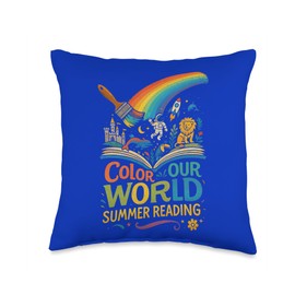 Color Our World Summer Reading, Librarians & bookworms Throw Pillow