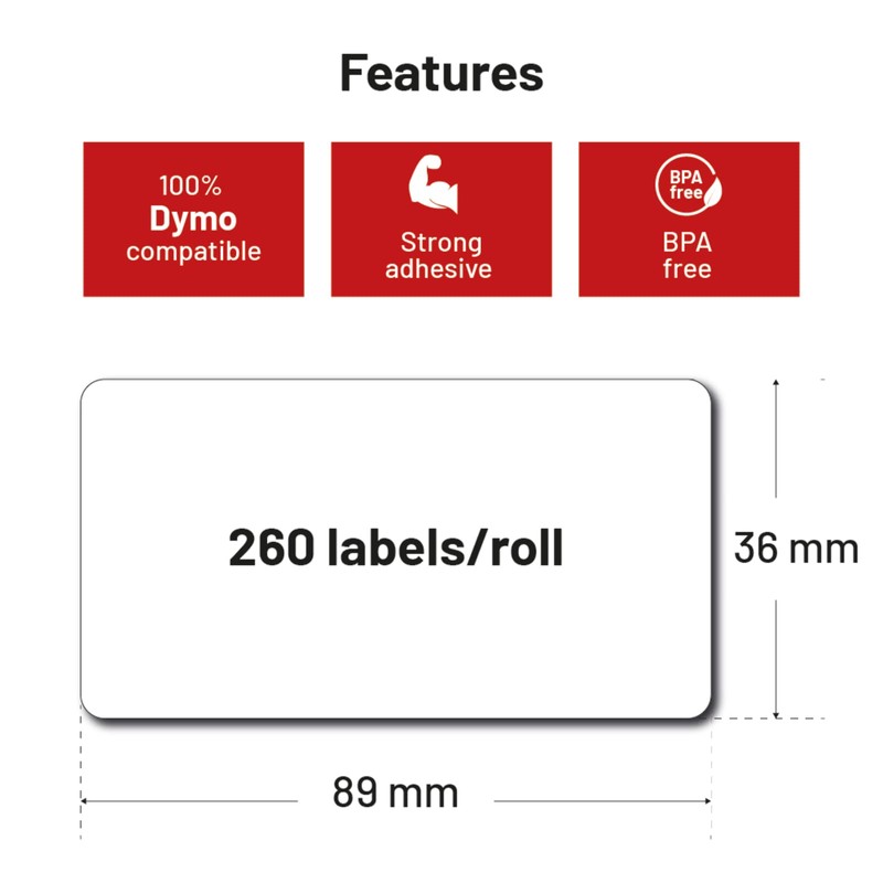 LabelTrade Compatible / Replacement for Dymo 99012 36 x 89