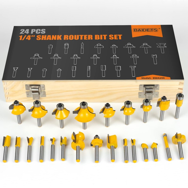 Router Bits Set 1/4 Inch Shank - BAIDETS Upgrade 24