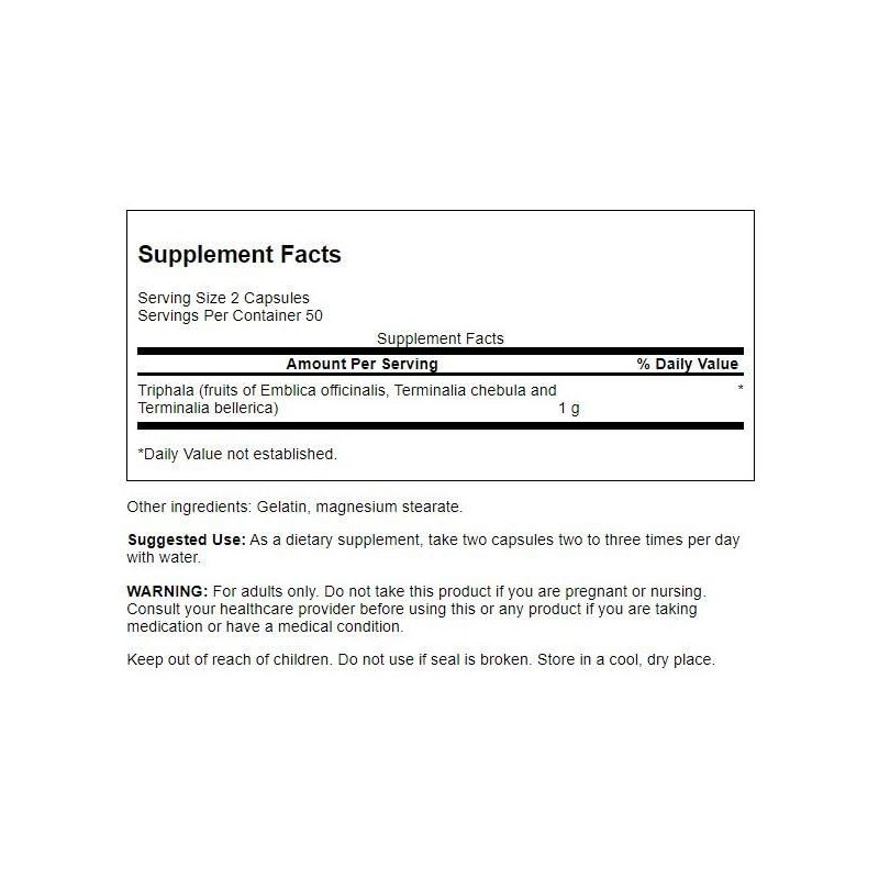 Swanson Triphala Cleanse Detox GI Tract 500 mg 100 Capsules