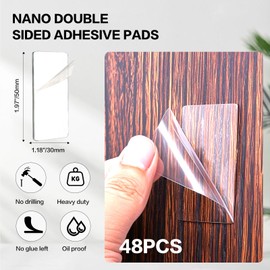 Monsensiy 48PCS Nano Double Sided Adhesive Pads,Waterproof No Damage Removable Heavy Duty Mounting Tapes,Clear Residue-Free Strong Sticky Pads for Walls,Hanging Pictures, DIY Craft Home Office