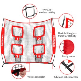 BaseGoal 6 x 6 ft Football Nets for Throwing,Football Target,Quarterback Training Equipment with 4 Target Pockets for Improving Football Accuracy Throwing