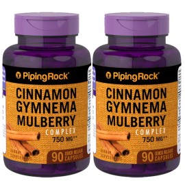 Piping Rock Cinnamon Gymnema Sylvestre Mulberry Complex 1500mg per 2-2X90Caps AMPK Activator