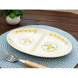 Monkey Oval Partition Plate (Western-style dishes, plates, divider dishes, children's tableware, for children, commercial use, outlet, translation, Tajimi Mino Ware, Made in Japan)