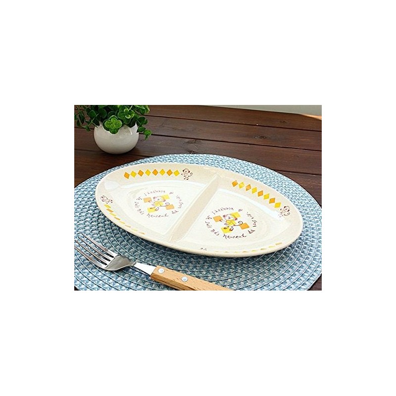 Monkey Oval Partition Plate (Western-style dishes, plates, divider dishes, children's
