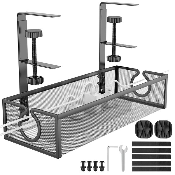 PRITOK Under Desk Cable Management Tray No Drill: Wire Organizer