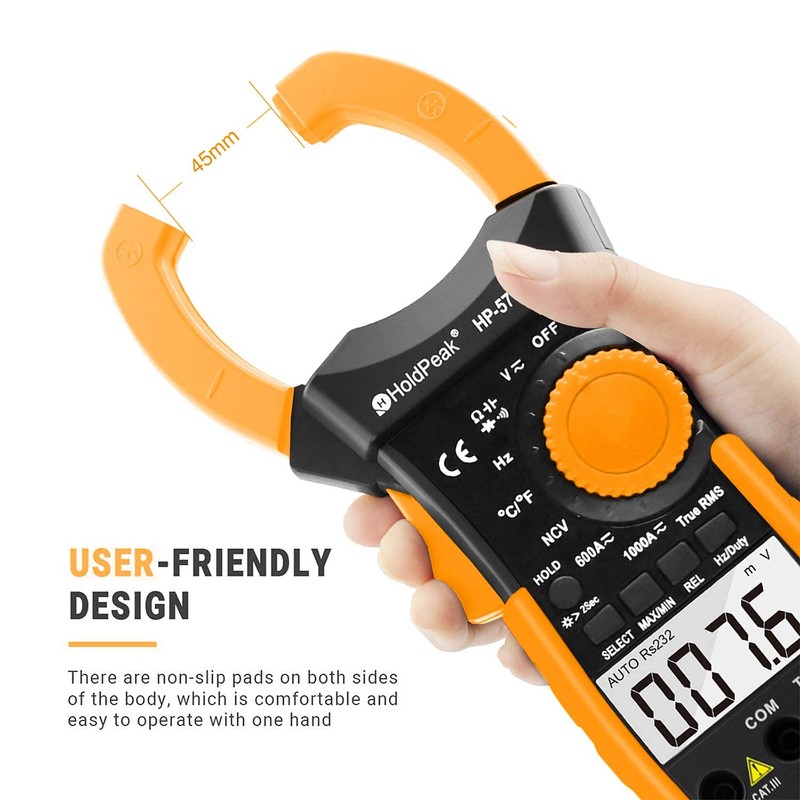 HoldPeak Clamp Meter with Bluetooth, 6000 Counts 1000A Digital Clamp