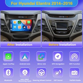 Fuluku for Hyundai Elantra 2014-2016【8 Core 4+64GB】 Android 13 Car Stereo with Wireless Carplay Android Auto, 9'' Touch Screen Radio Dash Kit GPS WiFi Bluetooth 32EQ DSP SWC Mic+AHD Backup Camera