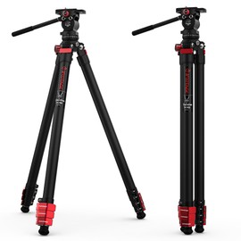 IFOOTAGE Tripod Kit, 62" Aluminum Tripod with Fluid Head, Lightweight Camera Tripod Kit, Portable Travel Tripod Kit, Compatible with Sony Canon Nikon SLR Camera - Gazelle TA3B+K3