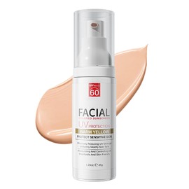 Tinted Sunscreen for Face Spf 60 - Tinted Spf 60 Face Moisturiser - Non Greasy Sunscreen for Sensitive Skin - Waterproof,Sweat-Proof,Long-Lasting Suntan Lotion for Even Skin Tone(35g)