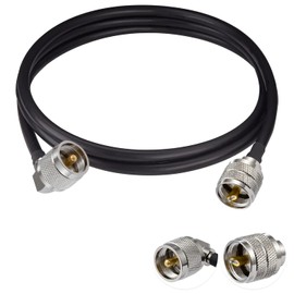 POBADY PL 259 Cable Jumper UHF Male PL-259 to UHF Male PL-259 Right Angle Low Loss Digital Coax Cable RG58 3FT/1M for Walkie Talkie HAM & CB Radio SWR Meter Antenna Analyzer