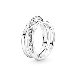 TOFBS Interlocking Three Rings 925 Sterling Silver Cubic Zirconia Ring Friendship Rings Promise Rings Stackable Thumb Ring Jewellery Gift for Women, Sterling Silver, No Gemstone