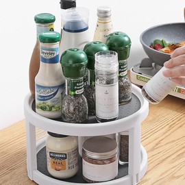 OCAR 2 Niveles Organizador Giratorio, Especieros para Cocina Antideslizante,Organizador de Cocina, Base Giratoriap,para Cocina, Oficina, Refrigerador 