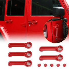 JeCar - Fundas para manijas de puerta trasera, accesorios exteriores para Jeep Wrangler JK JKU 2007-2018 / Jeep Liberty 2008-2012 / Dodge Nitro 2007-2011, rojo