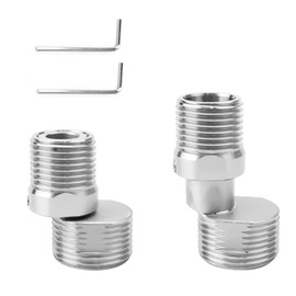 HERKINDNESS S Stainless Steel Connector, Pack of 2 Shower Tap Adapters, Adjustable, 360 Degree Adjustable Angled Bent Base, for Solving Problems When Installing Taps