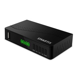 Atlantis SMARTIX DH17 Terrestrial Digital Decoder DVB T2 HEVC H.265 mpeg2/mpeg4 H264 Media Player USB Port HDMI and SCART Remote Control Learning, Main 10, Black