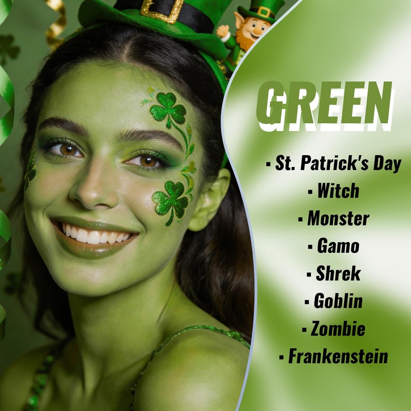 CAHOTO Light Green Face Body Paint, Water-Based Foundation Makeup