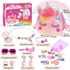 Unicorn Toys for Girls, Unicorn Bag with Jewelry Set Gift for 4 5 6 7 8 9 10 Year old Girl Gifts Birthday Gifts for Kids 5-12 Girls Gifts 8-12 Years Old Gifts for Girls Age 5 6 7 8 9 10