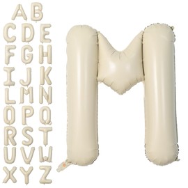 Letter Balloons Beige,40 Inch Letter M Balloons,A-Z Alphabet Name Foil Balloons,Big Single Cream Aluminum M Word Balloons Helium for Birthday,Anniversary,Baby Shower,Wedding Party Supplies Decorations