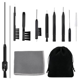 iLulala Hearing Aid Cleaning Kit, 12pcs Hearing Aid Cleaning Kit Hearing Aid Case Cleaner Kit with Wax Loop and Magnet Multi-Functional Earphone Earbuds Cleaner Kit with Velvet Bag.