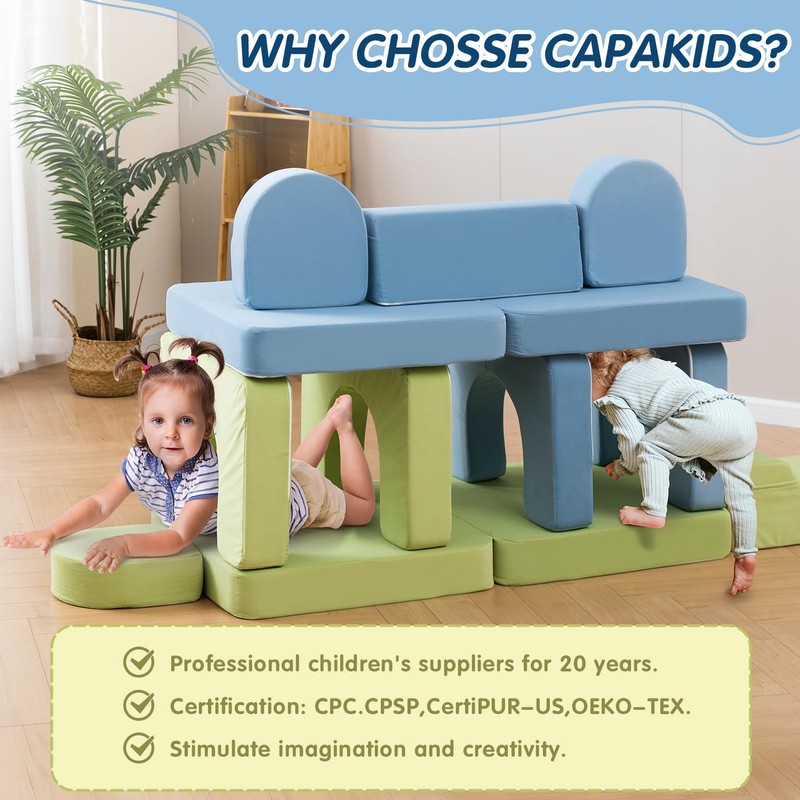CAPAKIDS Kids Couch, Modular Kids Play Couch with 1000+ Building