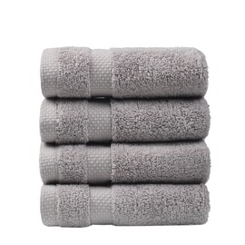 SOFE H&L | Olea Luxury Turkish Cotton Bath Towels Set of 4 : 4 Wash Cloths Cool Gray | Premium, Soft, Durable, Absorbent | Turkish Washcloths for Face