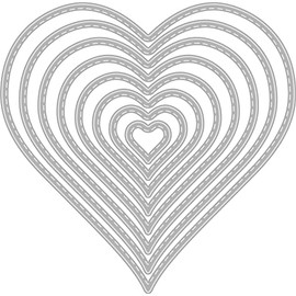 Rayher Heart Cutting Dies with Stitching on the Edge, Set of 8, Hearts 1.2 - 8.4 cm Diameter, for Paper Design, Card Making, Scrapbooking and Much More, Embossing Stencils, Steel, 50282000