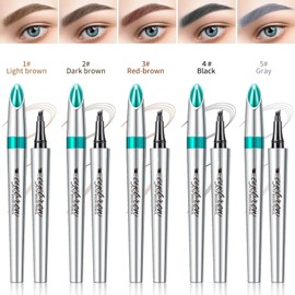 EHIOG Eyebrow Pencil, Microblading Waterproof Eyebrow Pen, Eye Brow Makeup Tool Eyebrow Pencil with 4 Micro-Fork Tip Long-Lasting Brow Tint, for Natural Eyebrow Hair Makeup-03#RedBrown