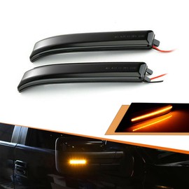 ADIIL 2PCS Smoked Lens Amber Full LED Sequential Side Mirror Marker Lights Turn Signal Lamps Compatible With 2009-2014 Ford F-150&2010-2014 Ford SVT Raptor