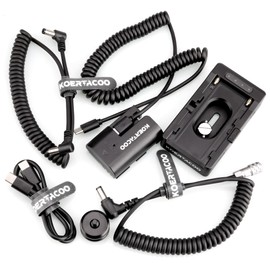 KOERTACOO NP-F Battery Adapter Plate Compatible with NP-F970 F960 F770 F750 F570 F550 Battery + BMPCC 4K and 6K DC Cable and LP-E6 Dummy Battery to Power Blackmagic Pocket Cinema Camera 4K/6K.