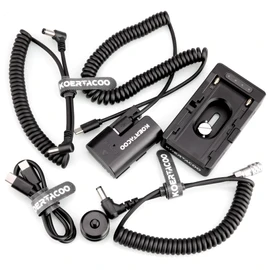 KOERTACOO NP-F Battery Adapter Plate Compatible with NP-F970 F960 F770 F750 F570 F550 Battery + BMPCC 4K and 6K DC Cable and LP-E6 Dummy Battery to Power Blackmagic Pocket Cinema Camera 4K/6K.