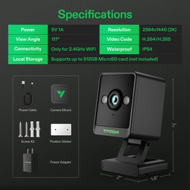 VIVOSUN GrowCam C4, 2K QHD WiFi Smart Camera for Grow Tent & VGrow Smart Grow Box, Supports 2.4GHz WiFi (Not 5GHz/6GHz), Timelapse, Night Vision, SD Card Storage, 2-Way Audio, App Control