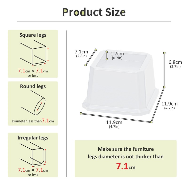 Lutown-Teen Bed Risers 2 inch Heavy Duty Furniture Risers for