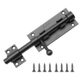 MDEOOSKY 6 Inch Black Slide Bolt Latch, 304 Stainless Steel Gate Latch, Corrosion Resistance Barrel Bolt Latch for a Variety of Doors Fix Large Clothes Trunks (Black)