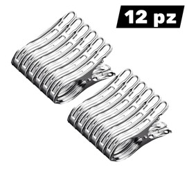 12 kleine Wäscheklammern aus Edelstahl 9 cm | extra robuste rostfreie Clips für Handtücher, Bettwäsche, Wäsche | Klammern für Außen und Innen für Strand, Camping, Garten | Art. 72804