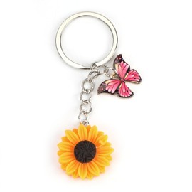 MUCOOS Keychain for Women, Cute Keychain, Cute Pink Butterfly Gift, Sunflower Gift, Birthday Gift for Mom, Daughter, Friend, Handbag Accessories