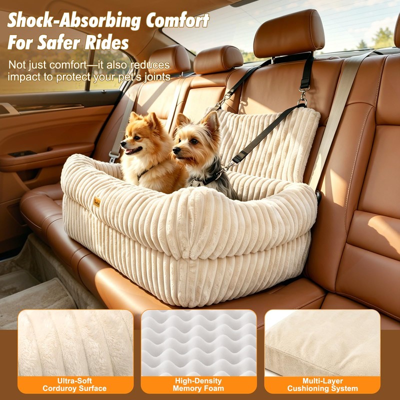 Pawaboo Dog Car Seat Bed, Memory Foam Booster for Medium/Large
