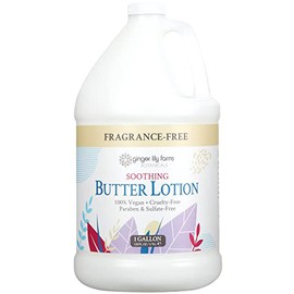 Ginger Lily Farms Botanicals Soothing Butter Lotion for Dry, Sensitive Skin, 100% Vegan & Cruelty-Free, Fragrance Free, 1 Gallon Refill (Pack of 4)