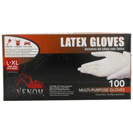 Medline Venom Powdered Latex Multi-Purpose Disposable Gloves, One-Size, 100 Count