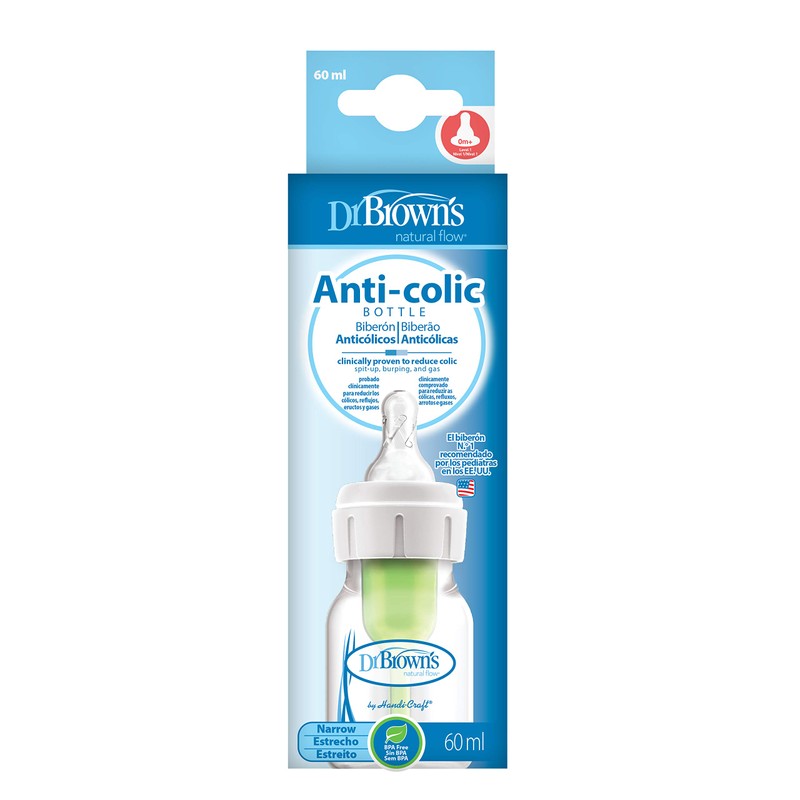 Dr. Brown's Options+ Anti-Colic Slim 60ml Clear Baby Bottle +