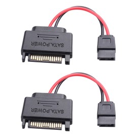 ELFJMZP SATA 15-pin Male to SATA 6-pin Female Adapter Cable Suitable for Slimline Optical Drives 6P Conversion Power Supply 20AWG 4 inches Black(Pack of 2)